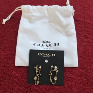 Coach Gold Chain Drop Earrings
